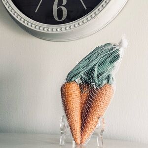 Orange Raffia Wrapped Faux Carrots, Set of Four, Brand New